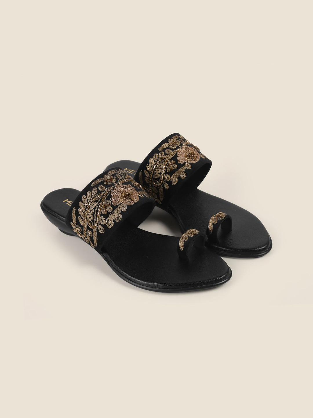 Metro Women Woven Design Wedge Heel Sandals With Ethnic - Embellished