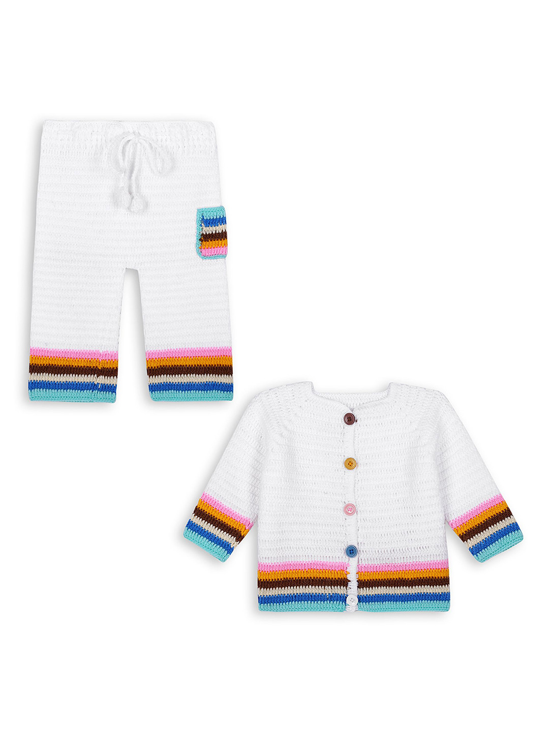 mmt Kids Striped Round Neck Sweater With Trouser