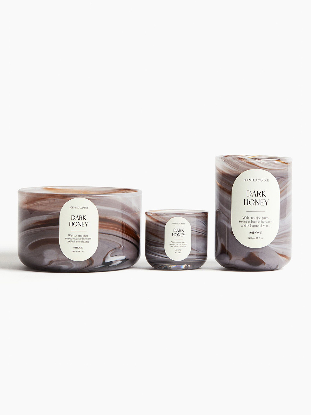 H&M Candle in Glass Holder 1 Wick Dark Honey Abstract Geometric Regular Jar Candles