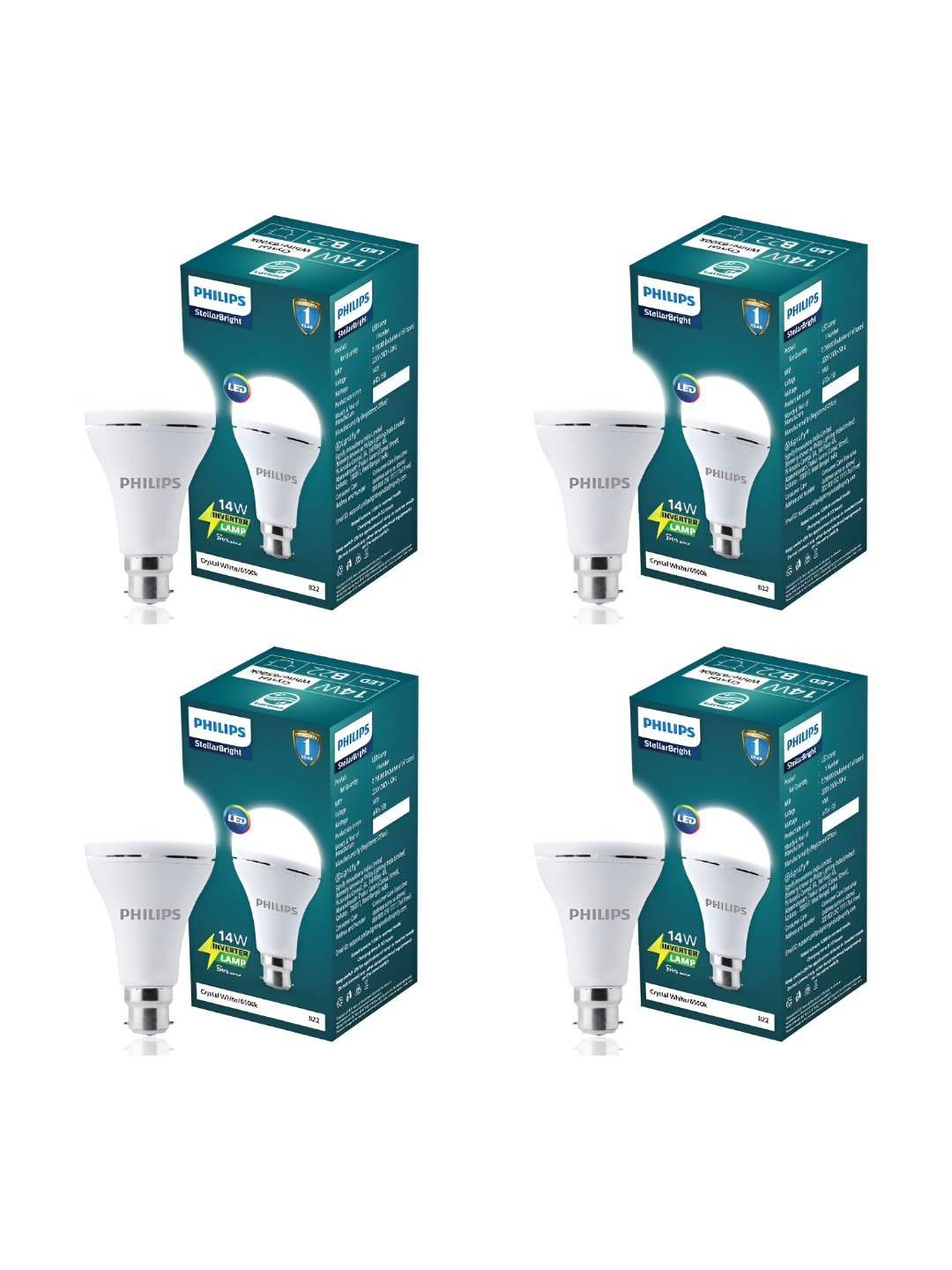 Philips 4-Pcs White 8.5W B22 Emergency LED Bulb