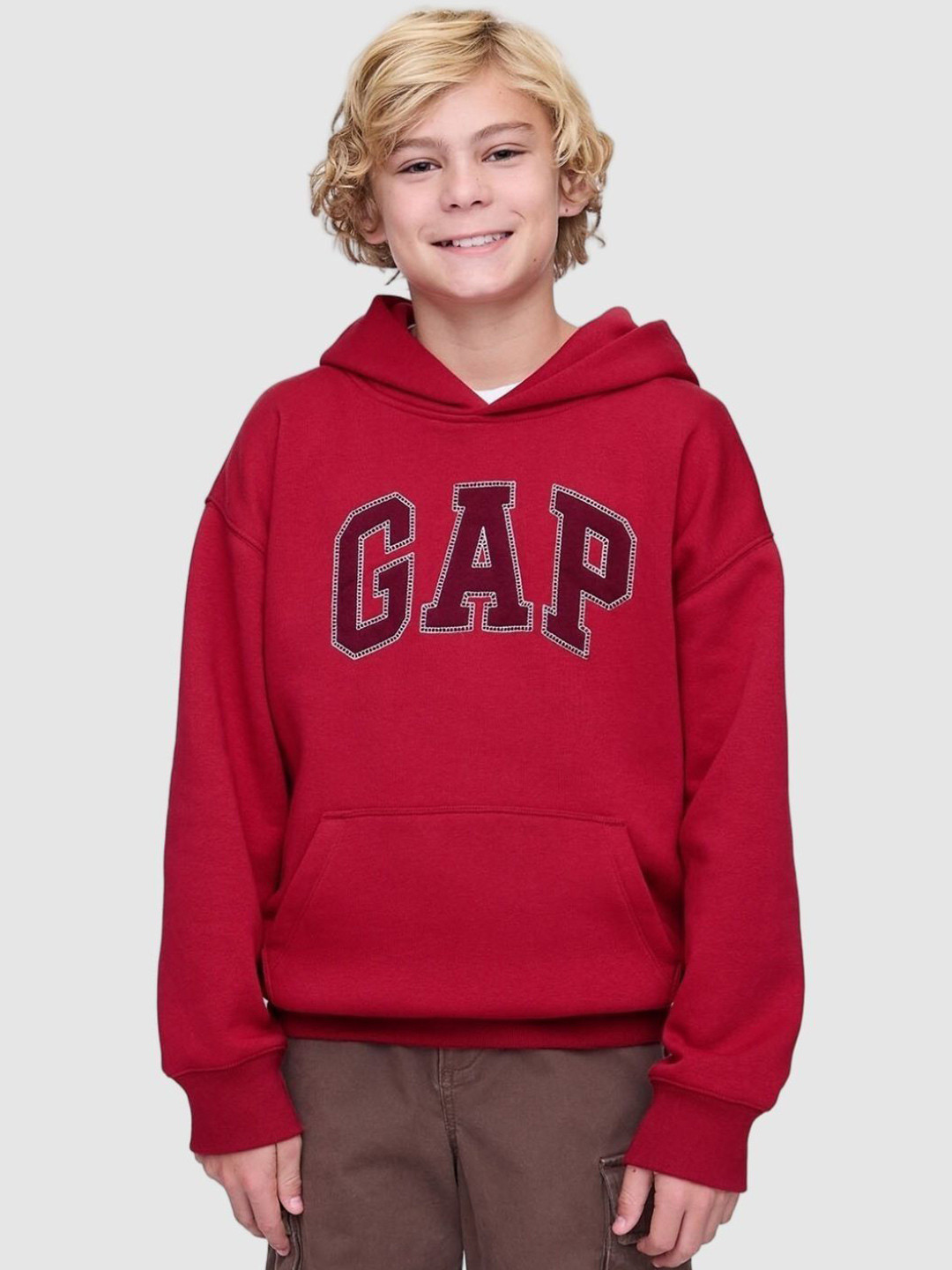 GAP Boys Novelty Arch Logo-Detailed Hooded Sweatshirt