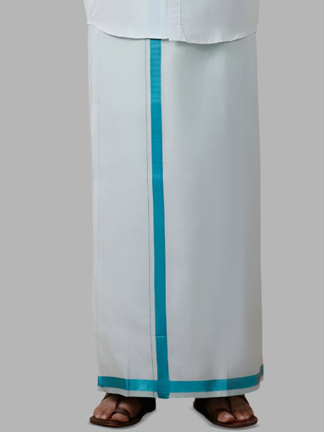 Ramraj COTTON Men Tissue Single Layer Ramar Green Dhoti with Jari Border