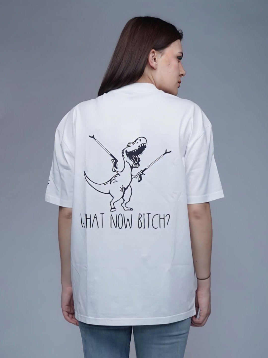 CREATIVE LINE Women Graphic Printed Round Neck Cotton Oversized T-shirt