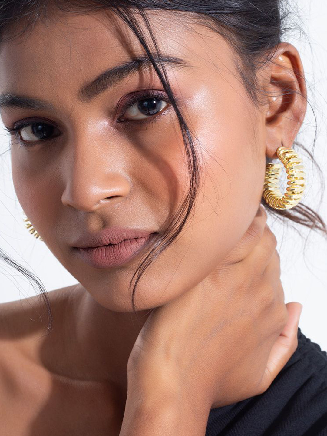 MINJI AND CO. Gold-Plated Spiral Circular Half Hoop Earrings
