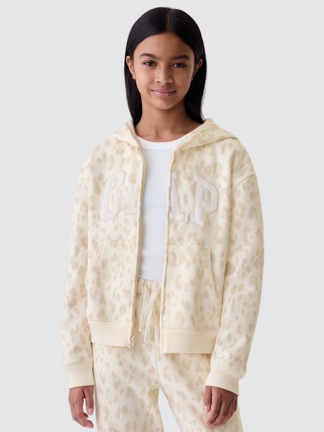 GAP Girls Animal Printed Relaxed-Fit Hoodie Sweatshirt