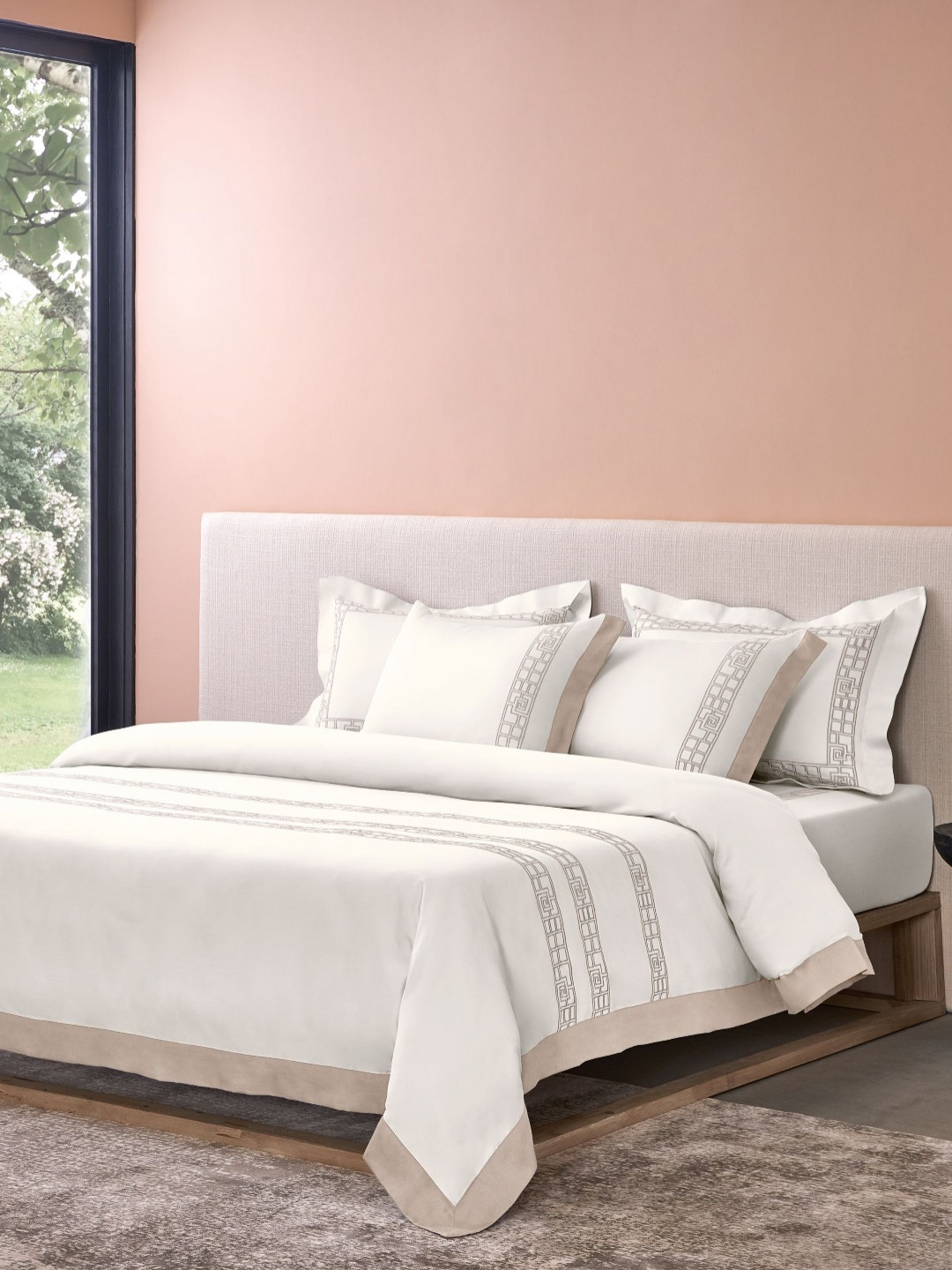 SANSAAR A DDECOR BRAND LIVE CONSCIOUSLY Bright White King 350 TC Bedsheet Set-2.74mx2.74m