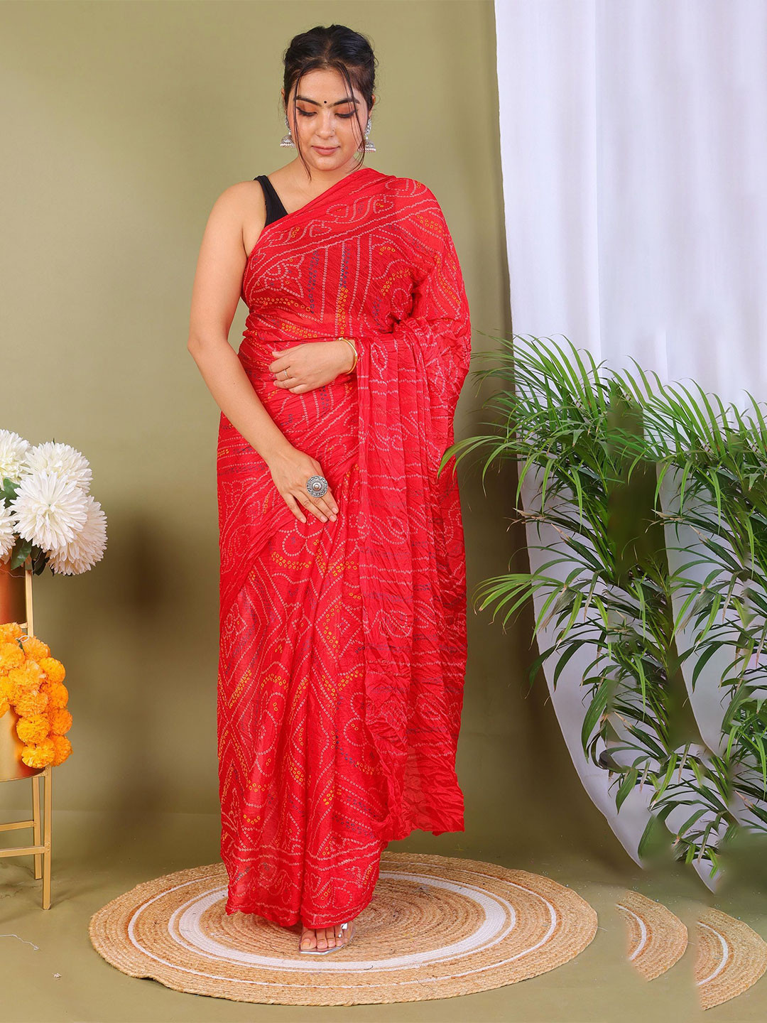 PK HUB Tie and Dye Dyed Bandhani Saree