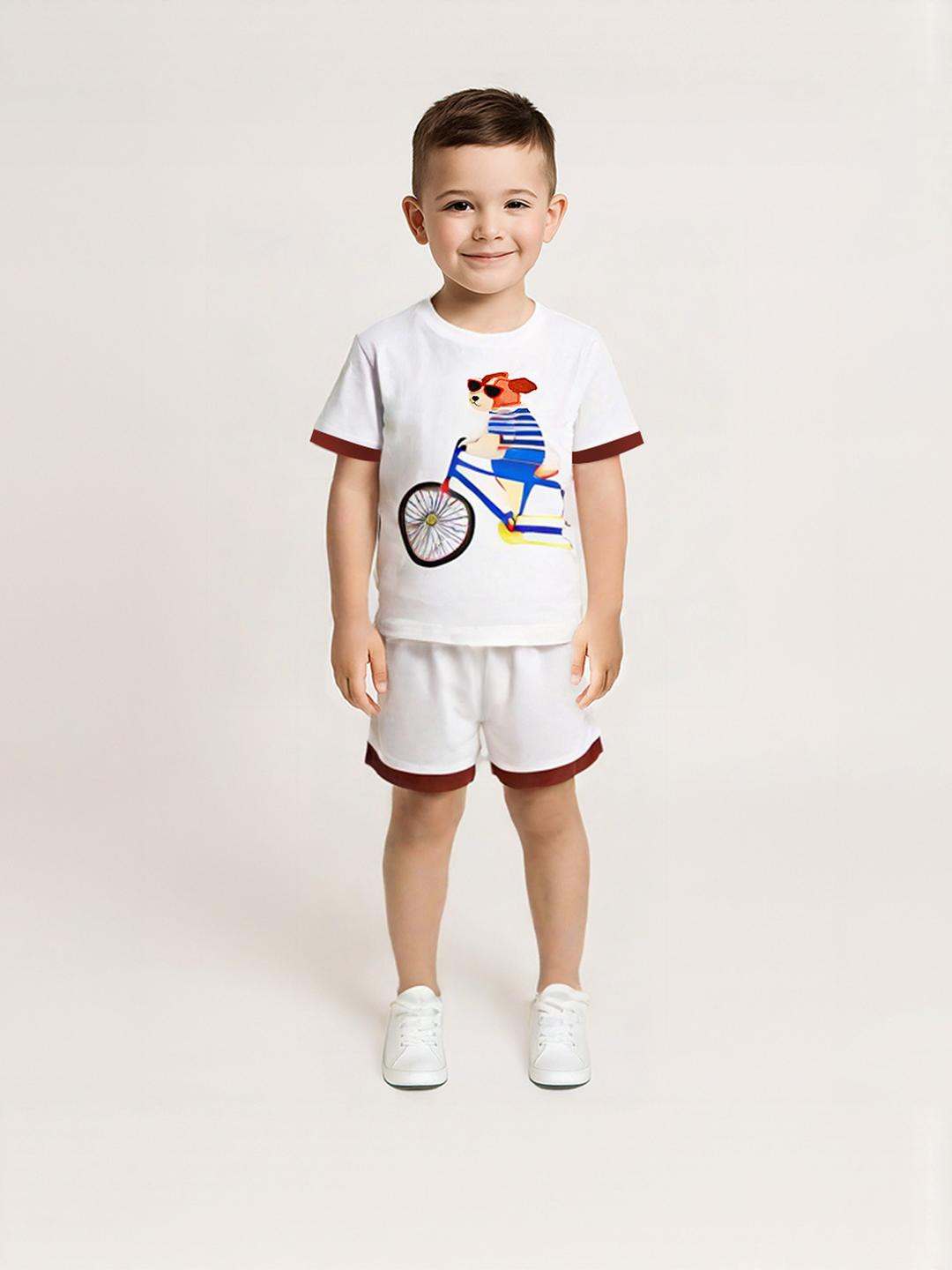 Kids printed Cool Pup T-shirts shorts set