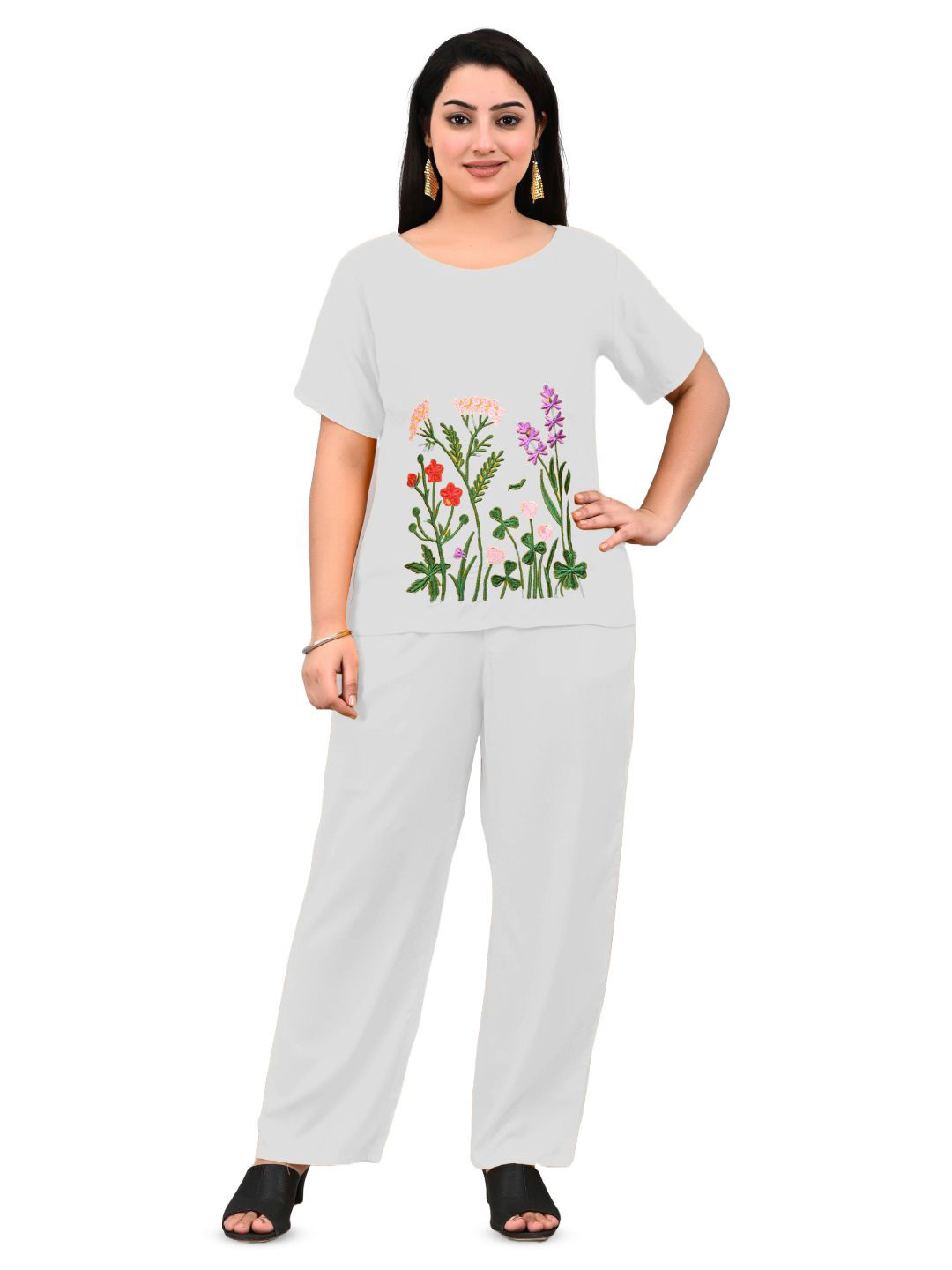 BlueWears Embroidery T-Shirt & Trousers Co-Ords Set