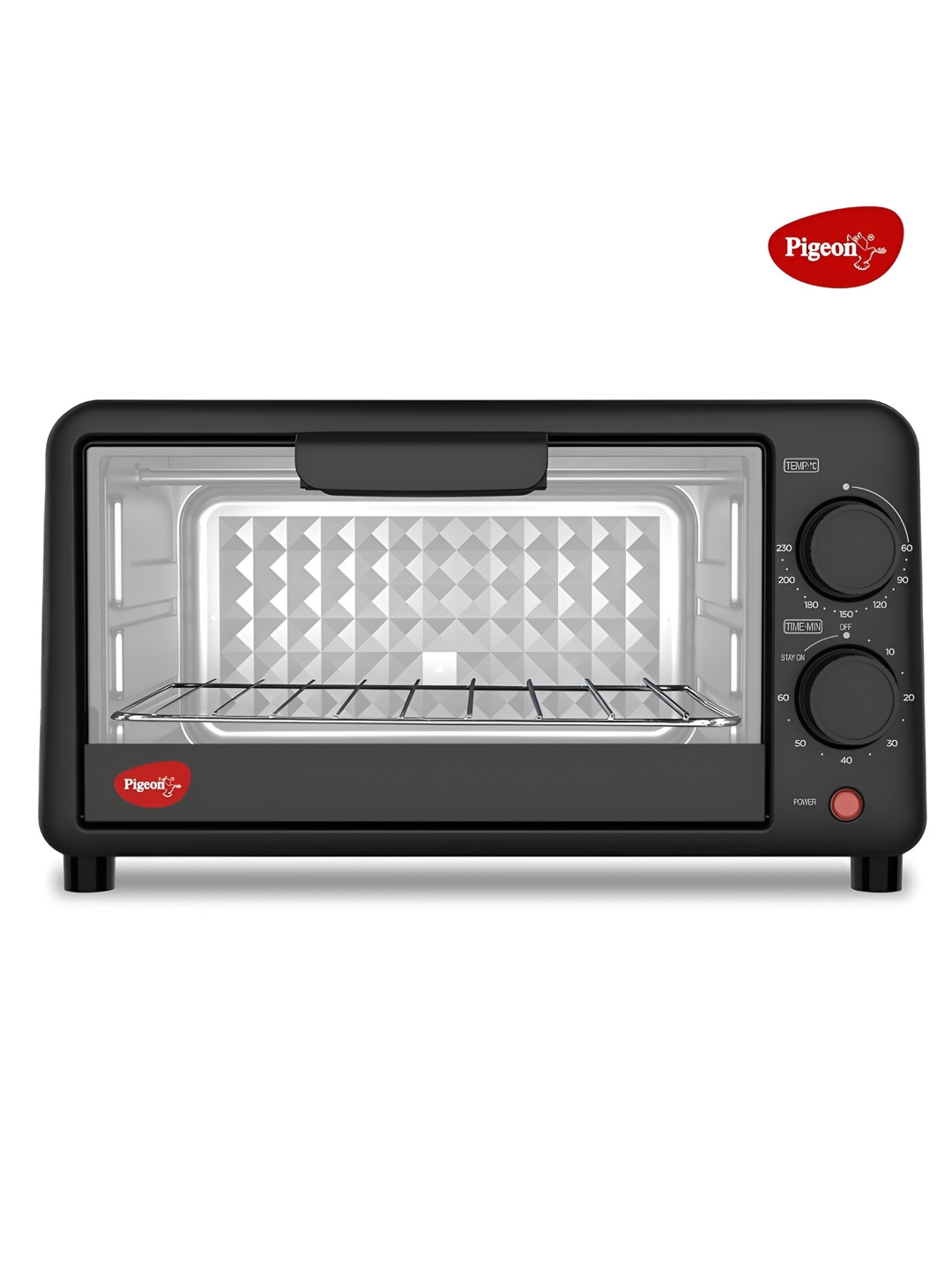 Pigeon Black OTG 9L Stainless Steel & Glass Oven Toaster Grill - 650W