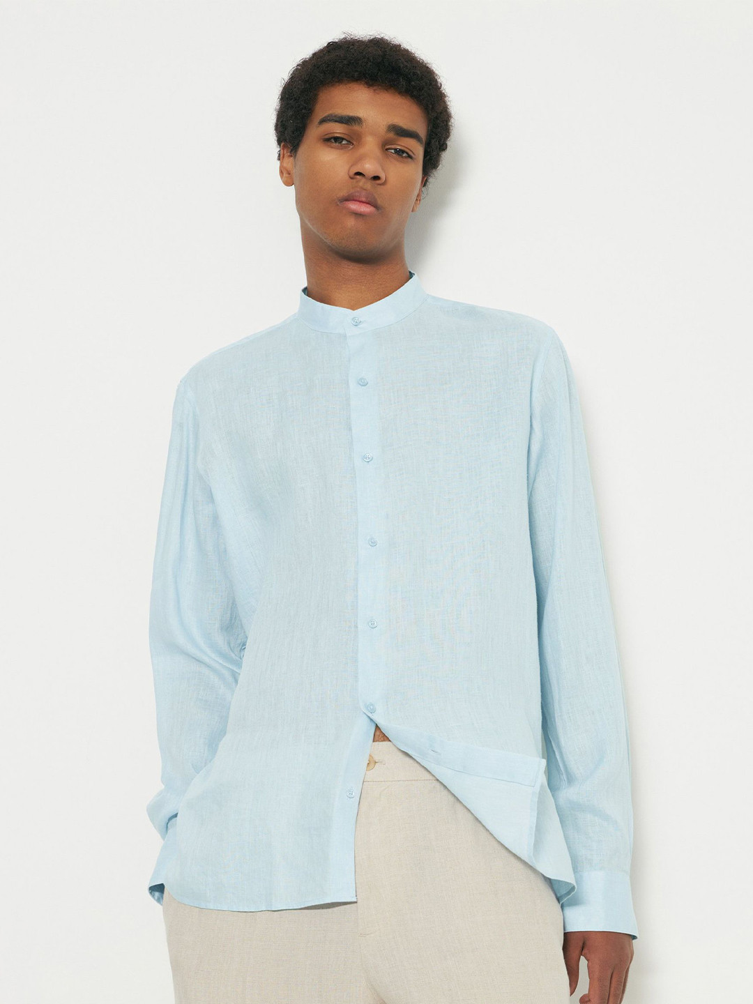 THE BEETEL HOUSE Stand Collar Cotton Classic Shirt