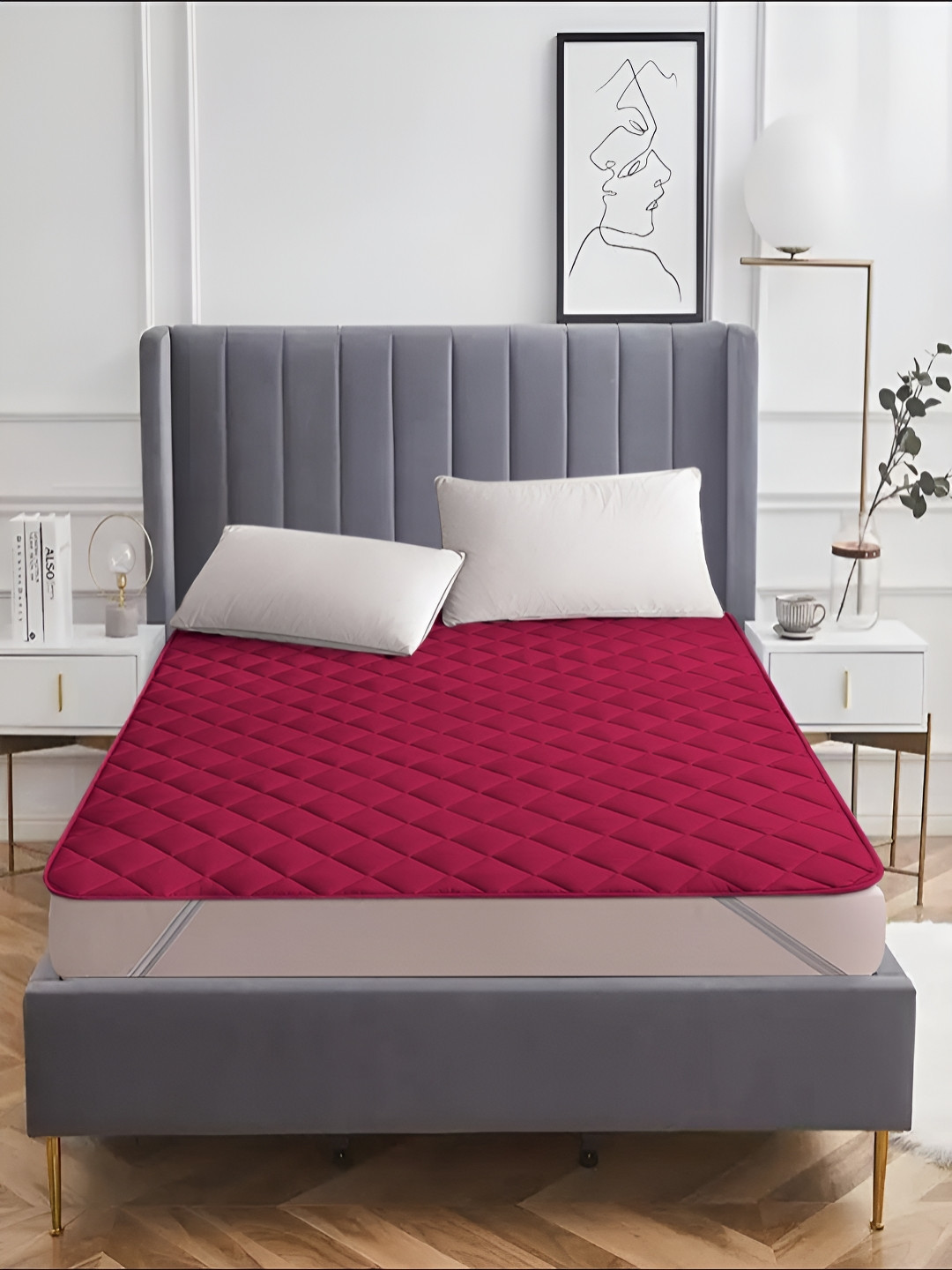 Aura Maroon Water Resistant Mattress Protector