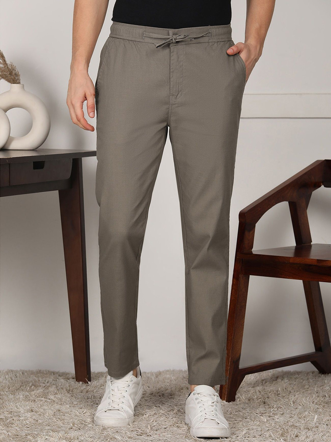 FUBAR Men Textured Slim Fit Trousers