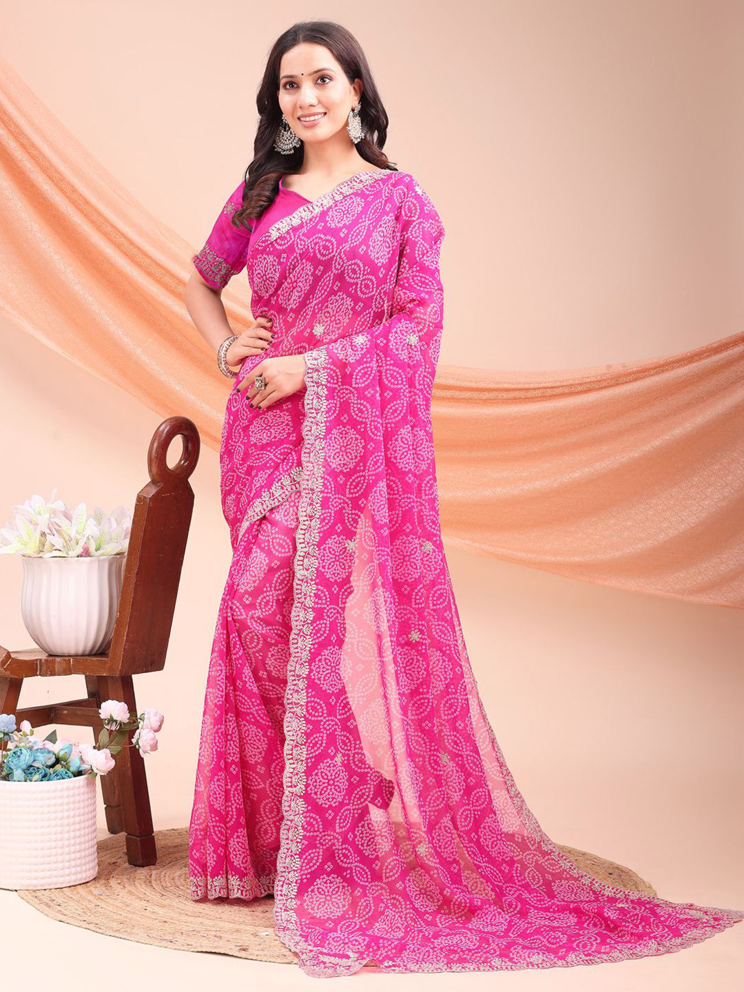 Pandadi Saree Georgette Bandhani Saree