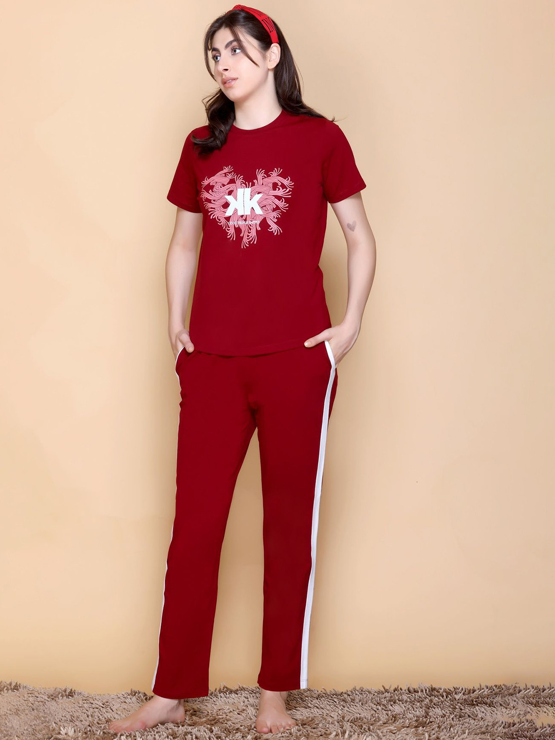 KIZA Women Printed T-shirt with Bottom Pant Pure Cotton Night suit