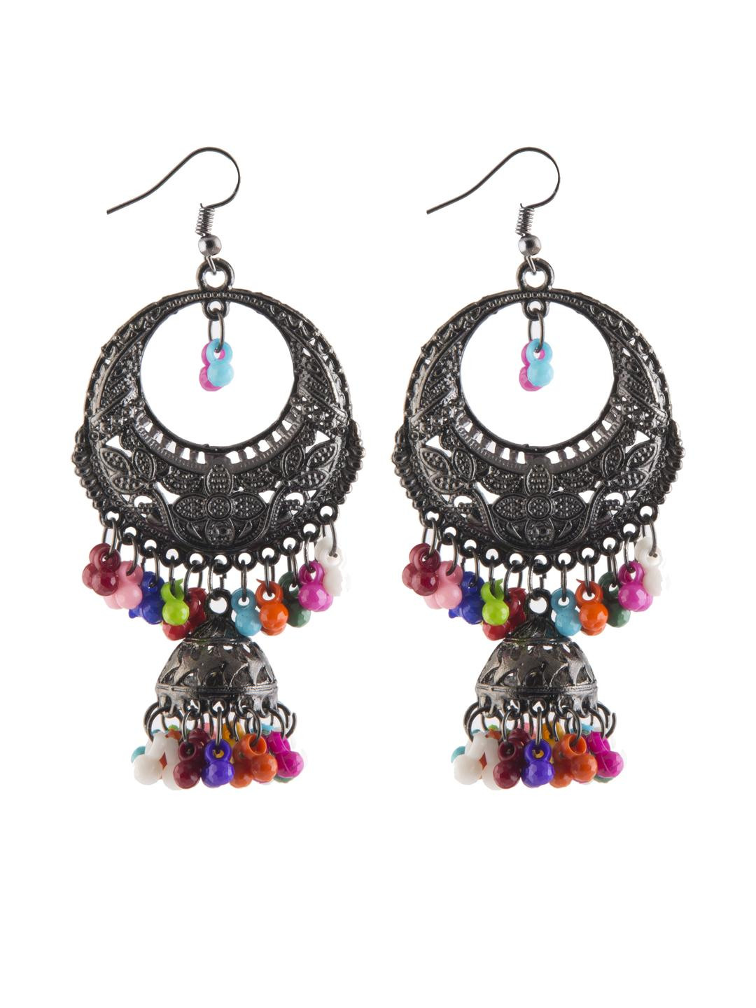Creative Frogs Women's Multicolor Oxidized Jhumki Earrings