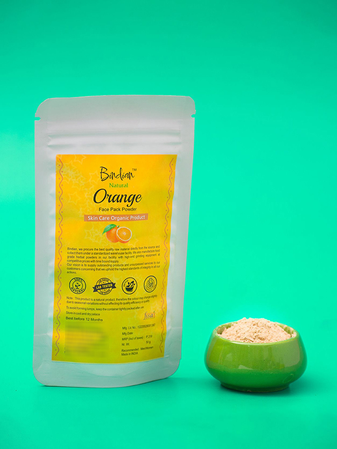 Bindian Orange Peel Skin Brightening & Pore Cleansing Face Pack Powder - 50 g