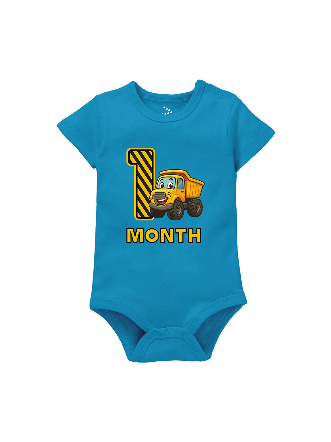 Zeezeezoo Kids 1 Month Birthday Construction Printed Pure Cotton Bodysuit