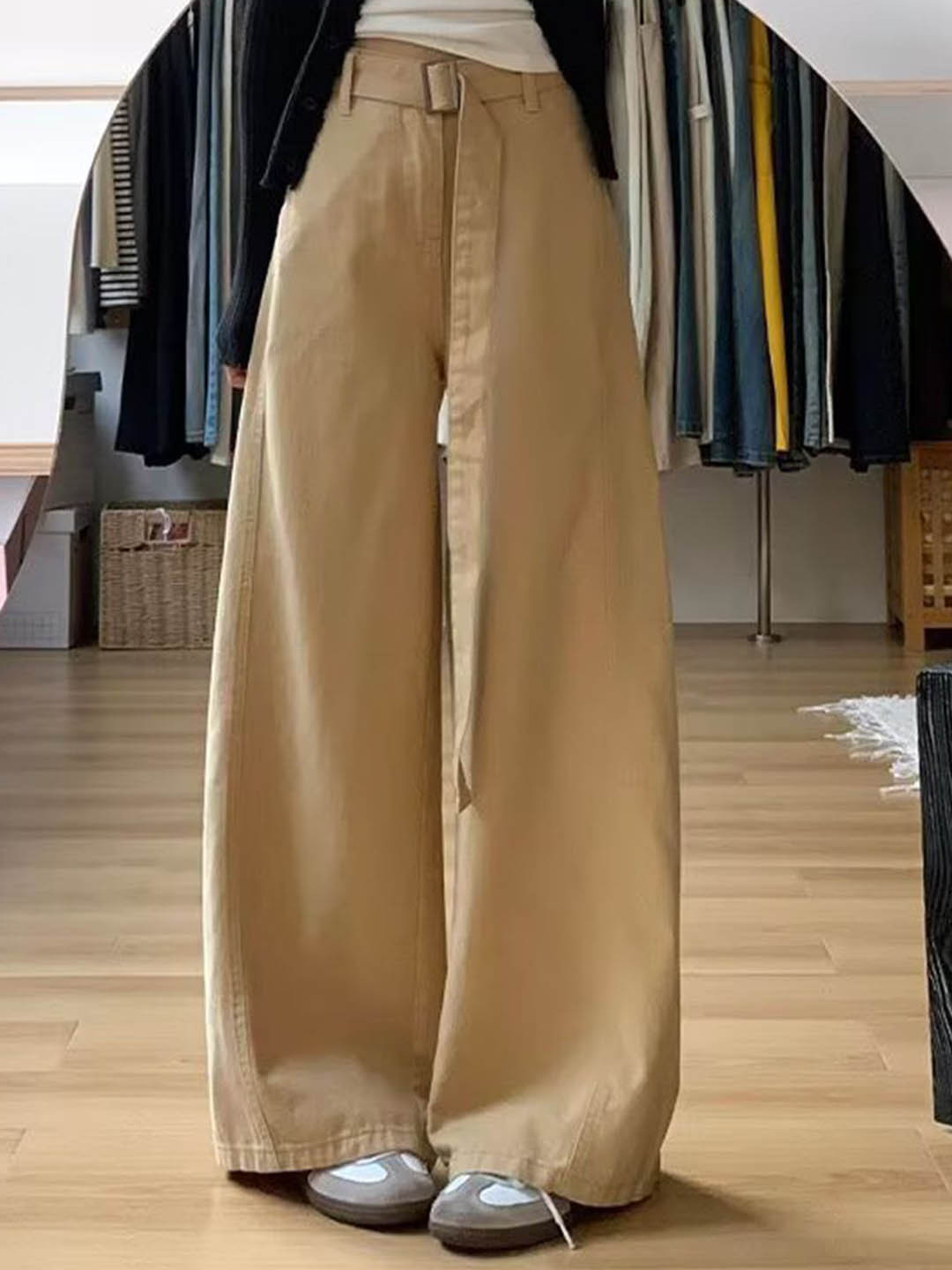 StyleCast Men Smart Loose Fit High-Rise Wide Leg Cotton Trousers