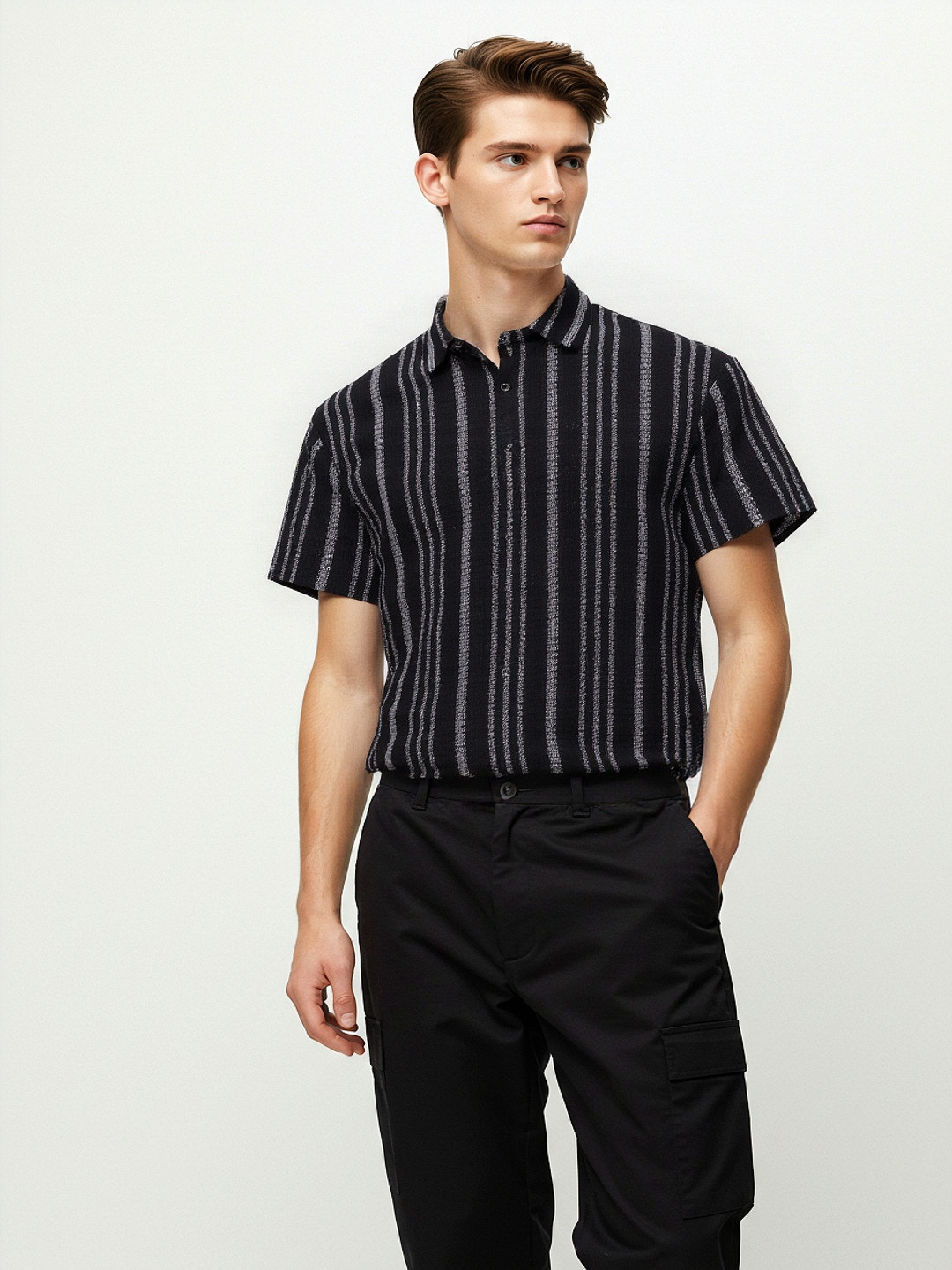 glitchez Sheer Striped Relaxed Fit T-shirt