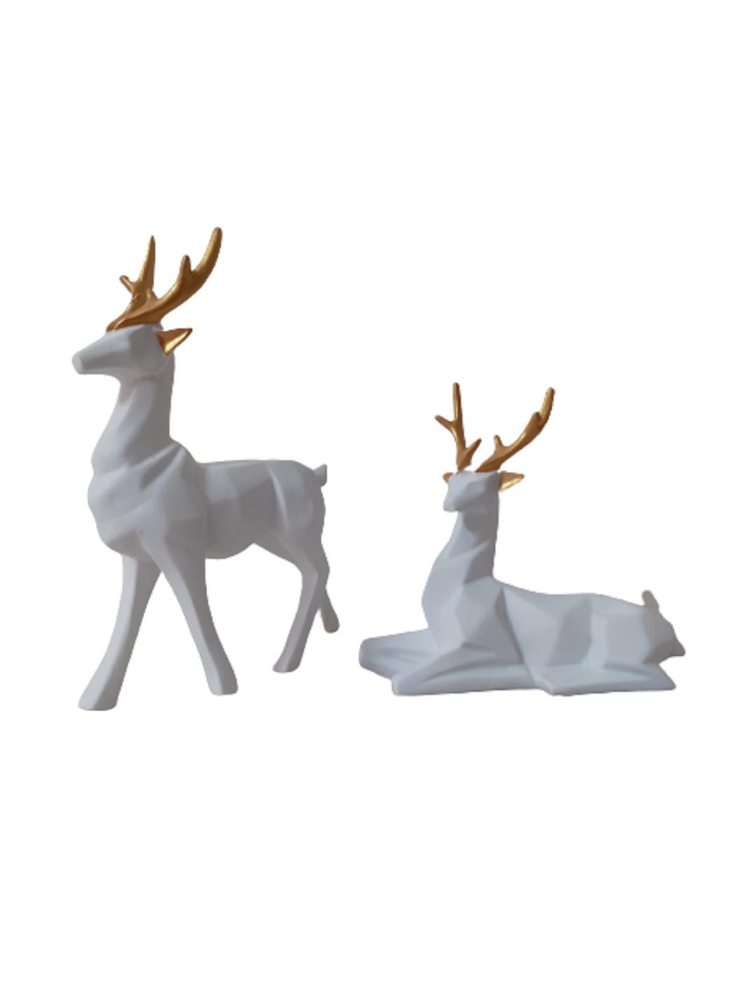 Afterstitch Set Of 2 White Deer Showpiece
