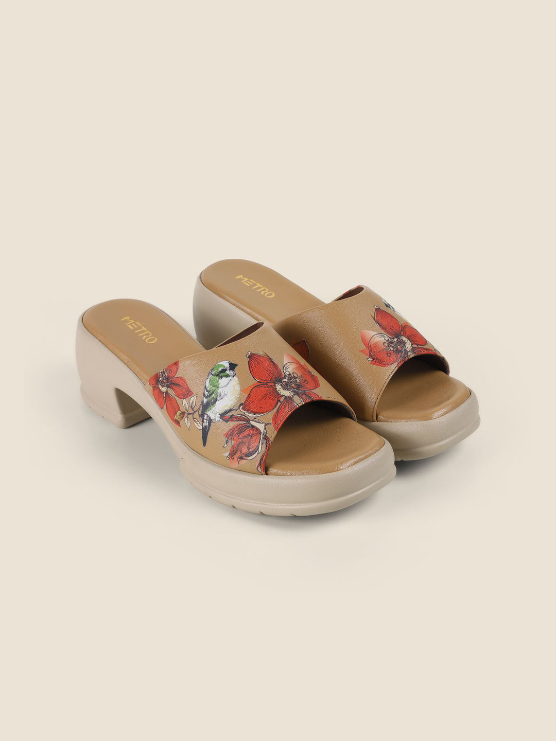 Metro Women Printed Platform Heel Open Toe Sandals
