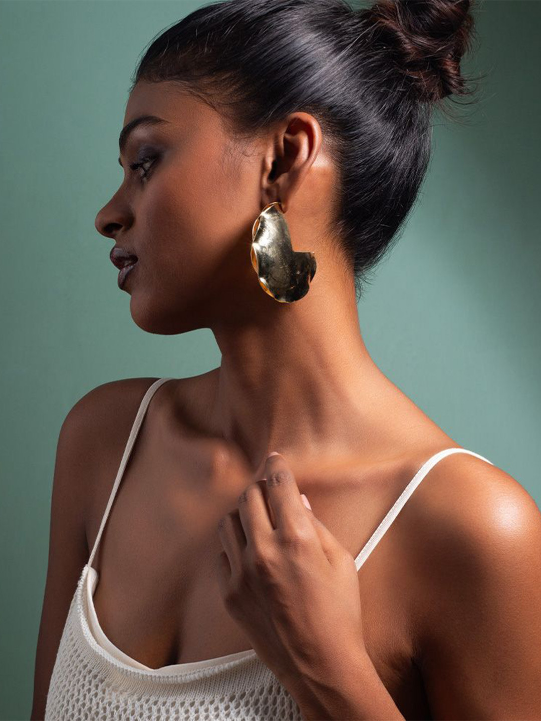 MINJI AND CO. Gold Plated Crescent Shaped Drop Earrings