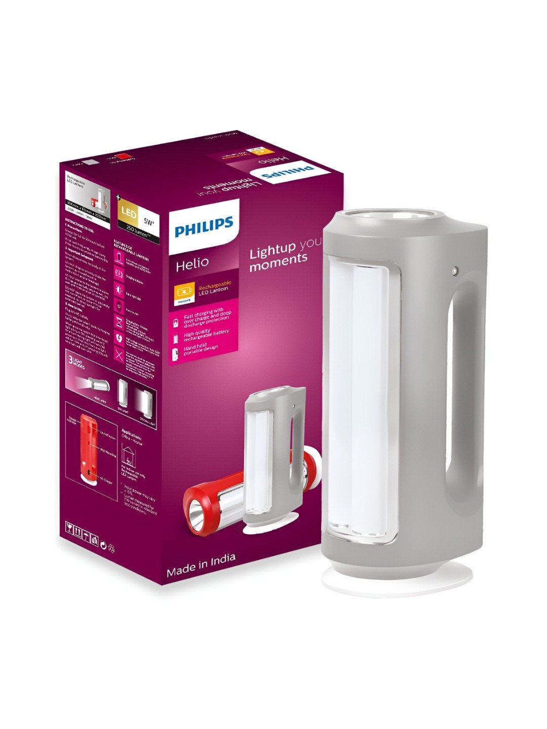 Philips Grey 5W Helio Rechargeable LED Lantern