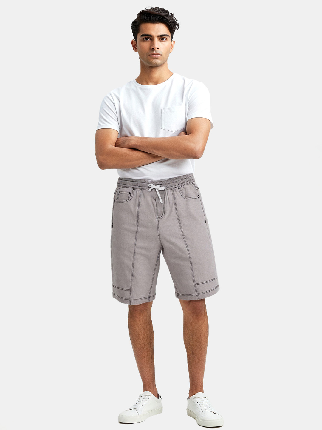 glitchez Men Relaxed Fit Below Knee Denim Jorts