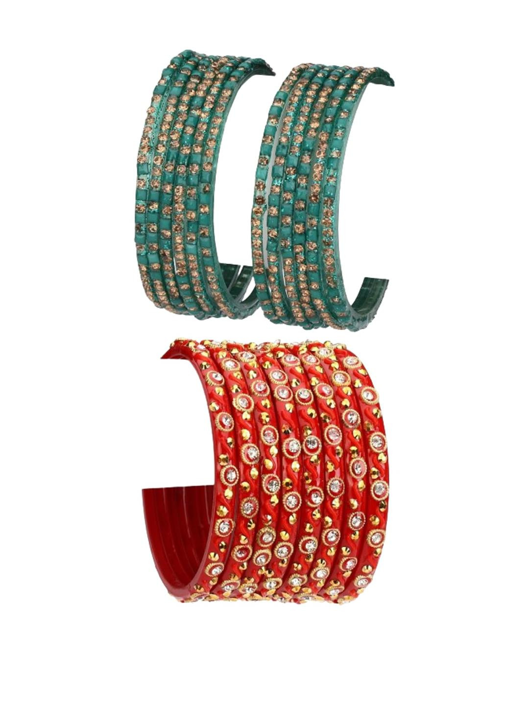 Somil Glass & Fancy Bangle Set - Combo Of 2 Set