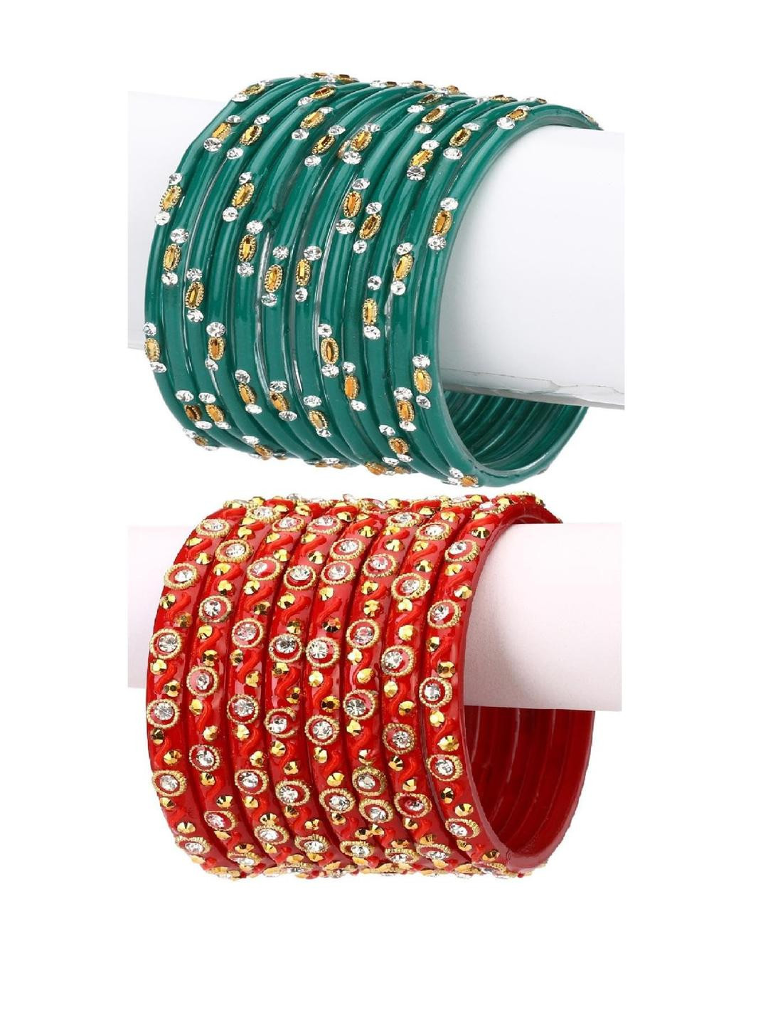 Somil Stylish Glass & Fancy Bangle/Kada Combo Of 2 Set