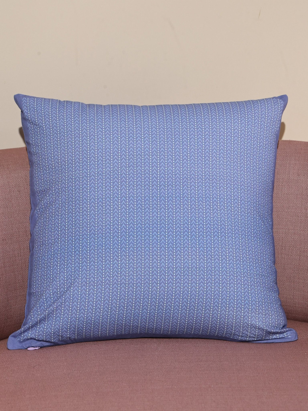 Crown of Poppies Blue Cotton Square Cushion Cover