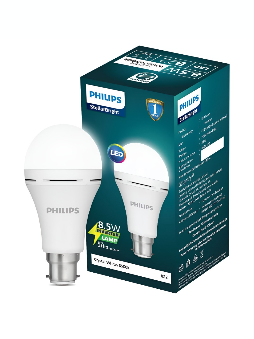 Philips White 8.5W B22 Emergency LED Bulb