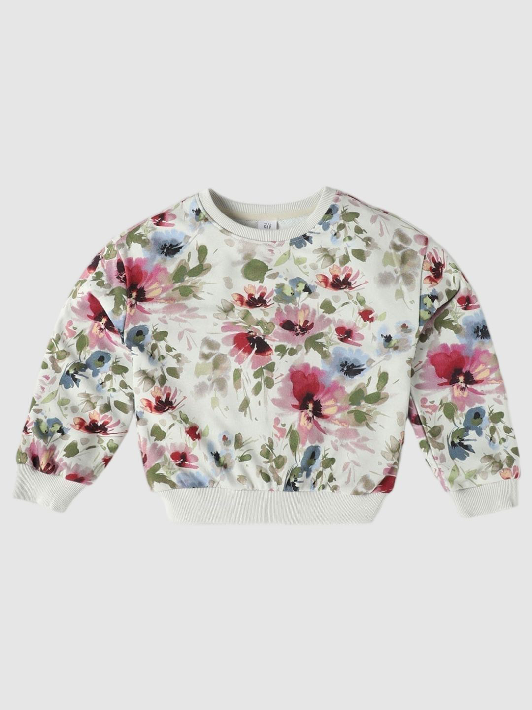 GAP Infant Girls Floral Printed Crew-Neck Sweatshirt