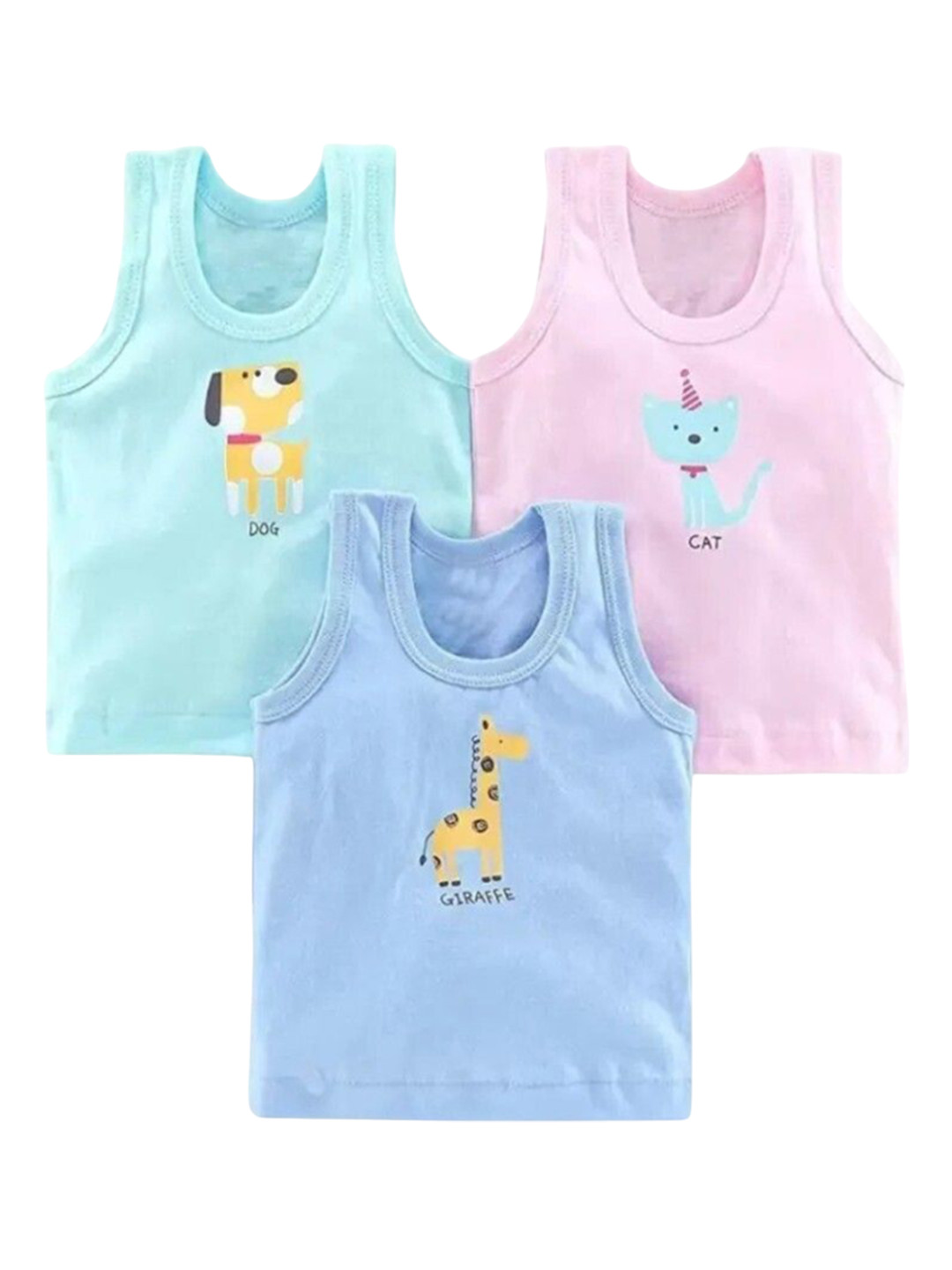 NEW TRINATH HOSIERY Kids Pack Of 3 Printed Cotton Basic Vests TCF-02