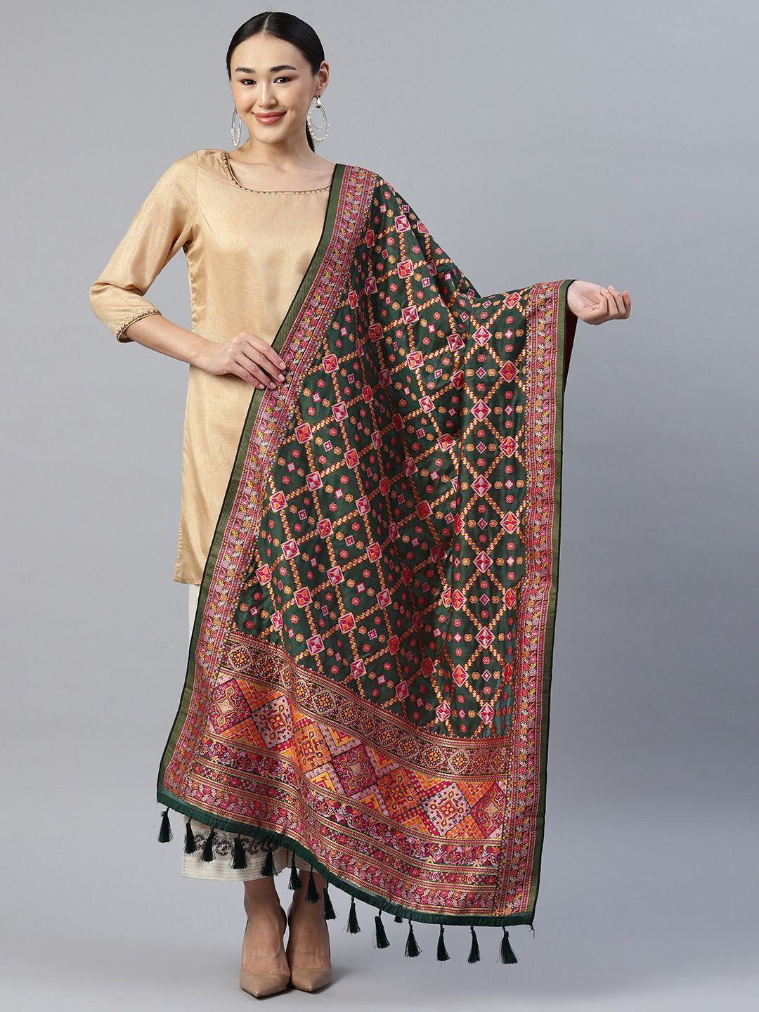 KALINI Embroidered Dupatta with Thread Work
