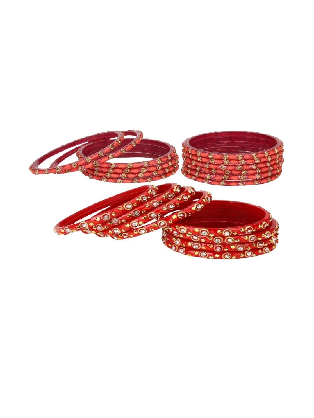 Somil Modern And Colorful Glass Bangle/Kada- Perfect For Wedding, Party, Celebrations And Functions, Combo Of 2 Set, Red- O61