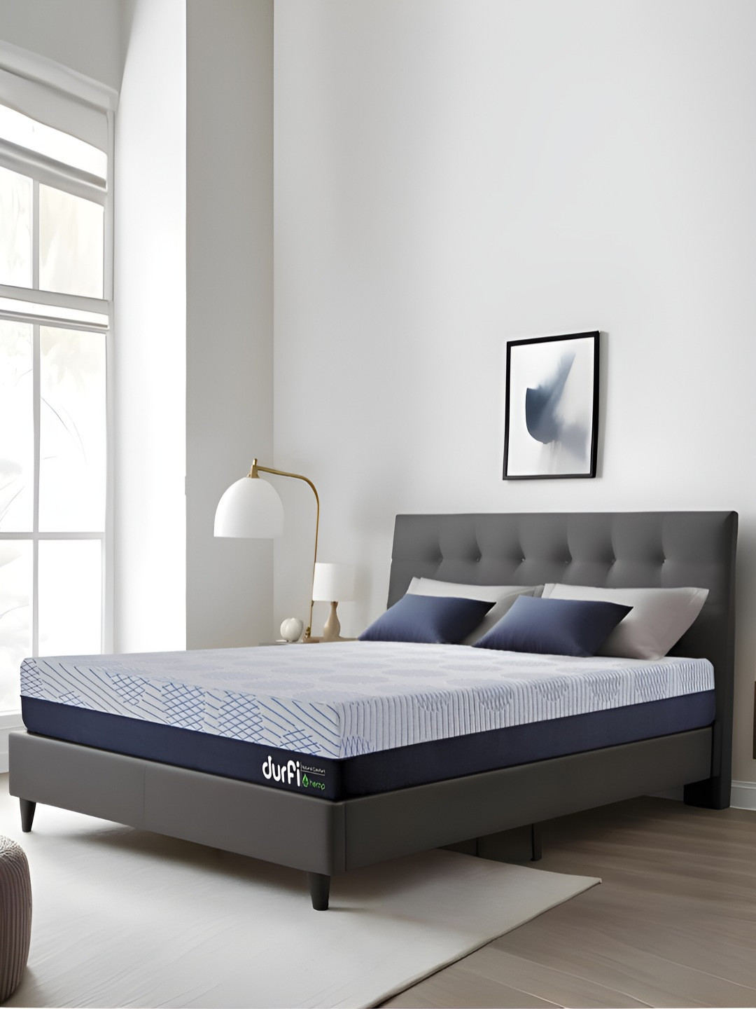 Durfi Grey & Blue Quilted Orthopedic Hempseed Oil Double Size Mattress