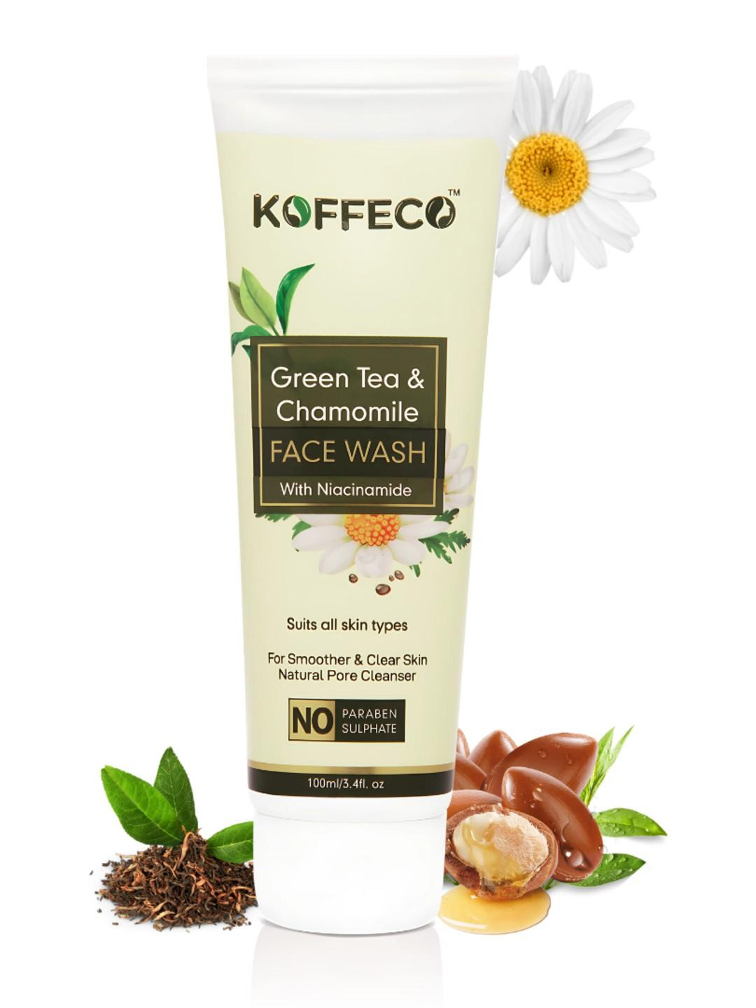 Koffeco Green Tea Face Wash for Oily & Acne-Prone Skin with Chamomile & Niacinamide 100ml