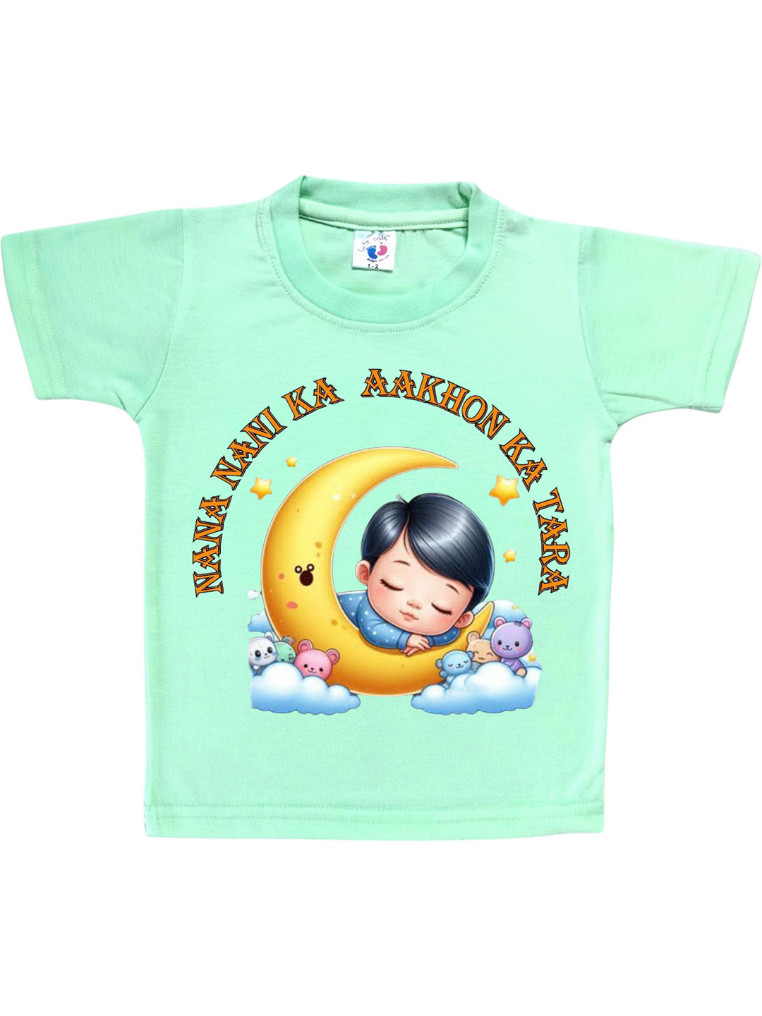 Cute Pals Girls Printed Drop-Shoulder Sleeves Applique T-shirt