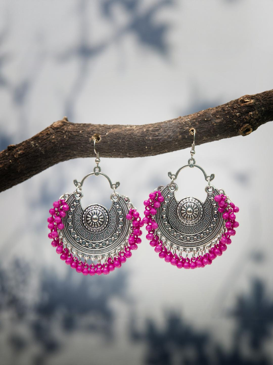 Creative Frogs Silver-Plated Beaded Chandbalis