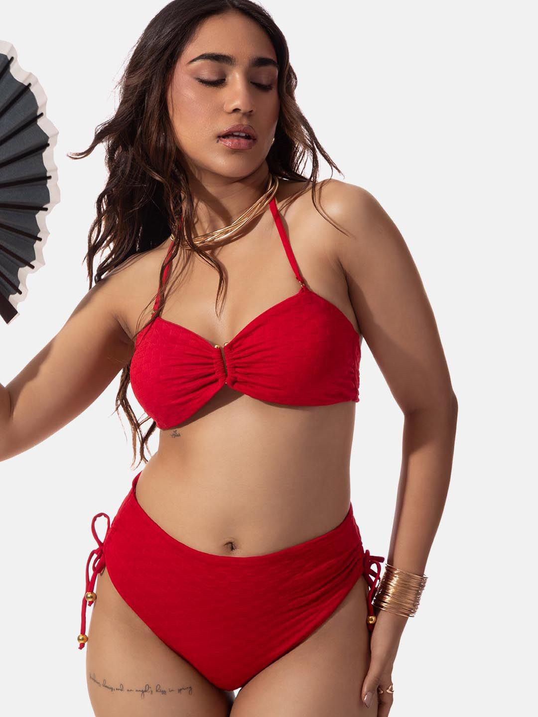 Lemonlords Textured High Waist Swim Bikini Bottom