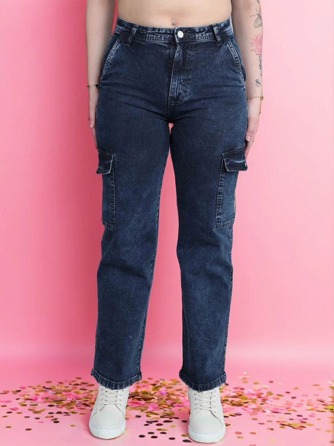 DressBerry Women Pixie Straight Fit High-Rise Light Fade Stretchable Jeans