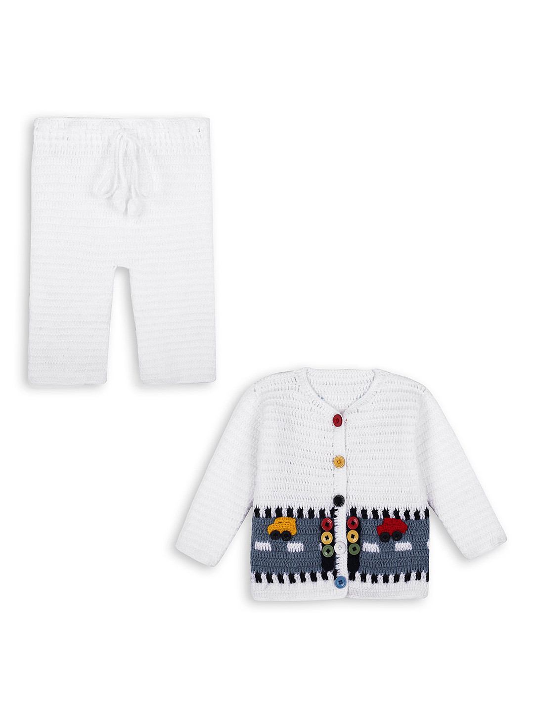 darjifashion Kids Self Design Long Sleeves Pure Wool Sweatshirt With Trousers