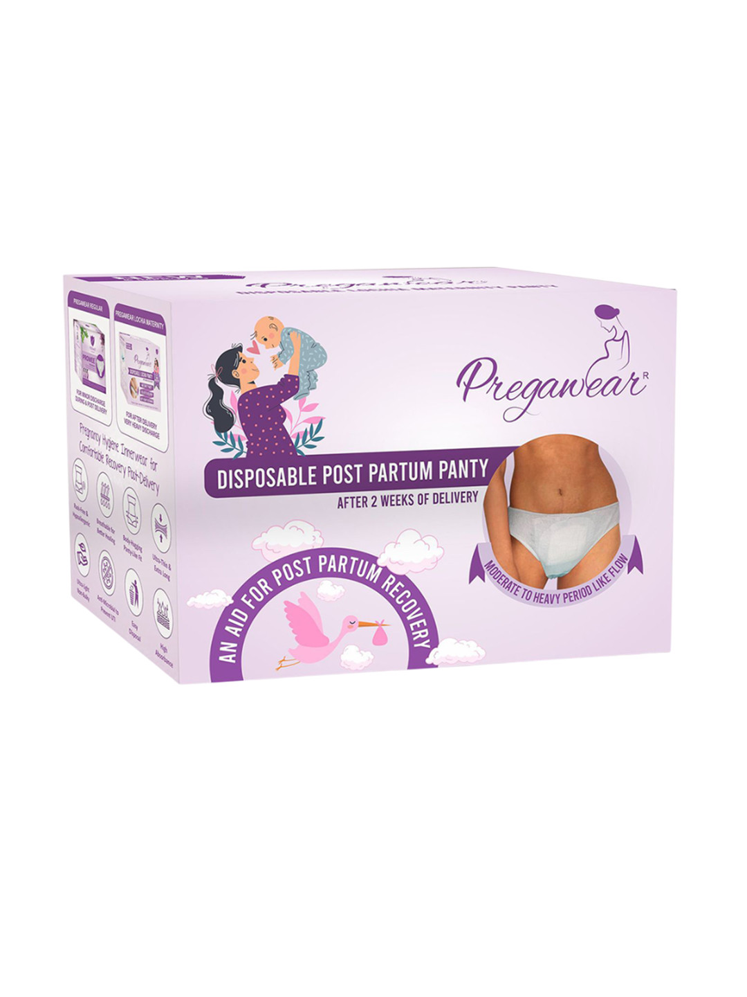 Pregawear 5Pc Disposable Post Partum Panties For Heavy Flow Periods & Pregnancy