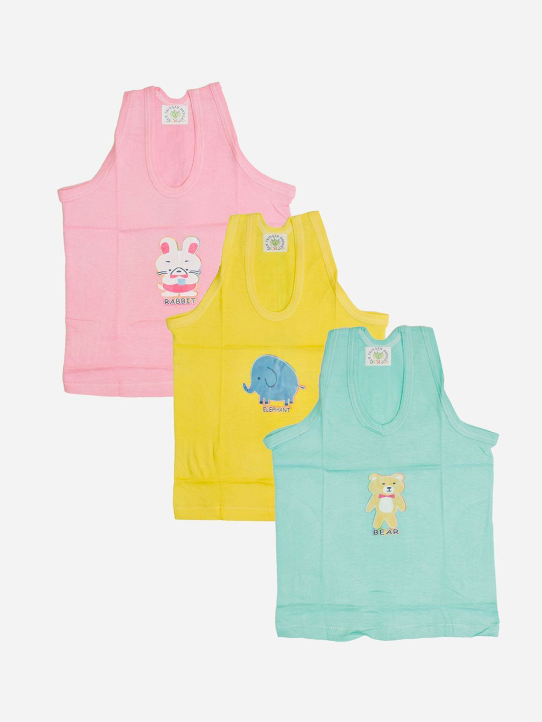 NEW TRINATH HOSIERY Infants Pack Of 3 Printed Cotton Basic Vests LVV-01