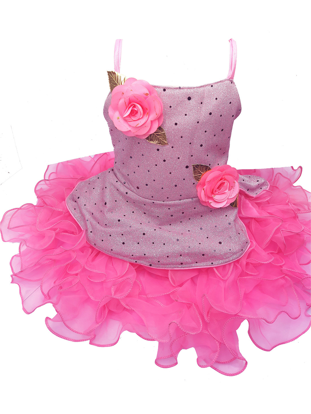 VILLATA FASHION Kids Girls Pink Semi Sheer Dress