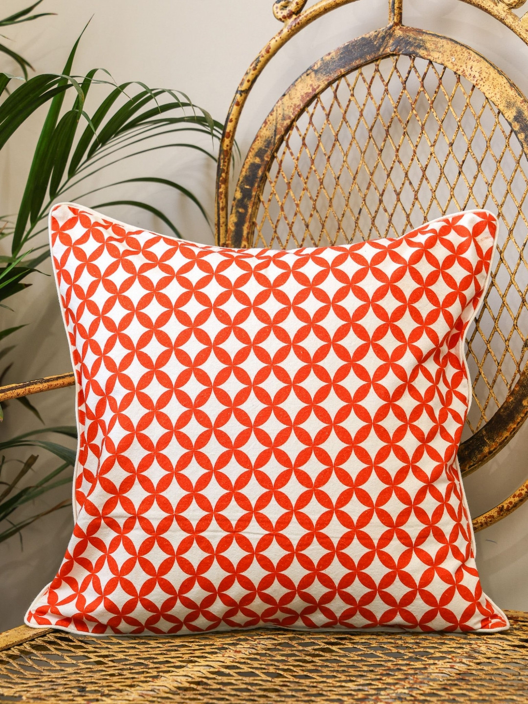 Crown of Poppies Red Blooming Garden Printed Cotton Square Cushion Cover