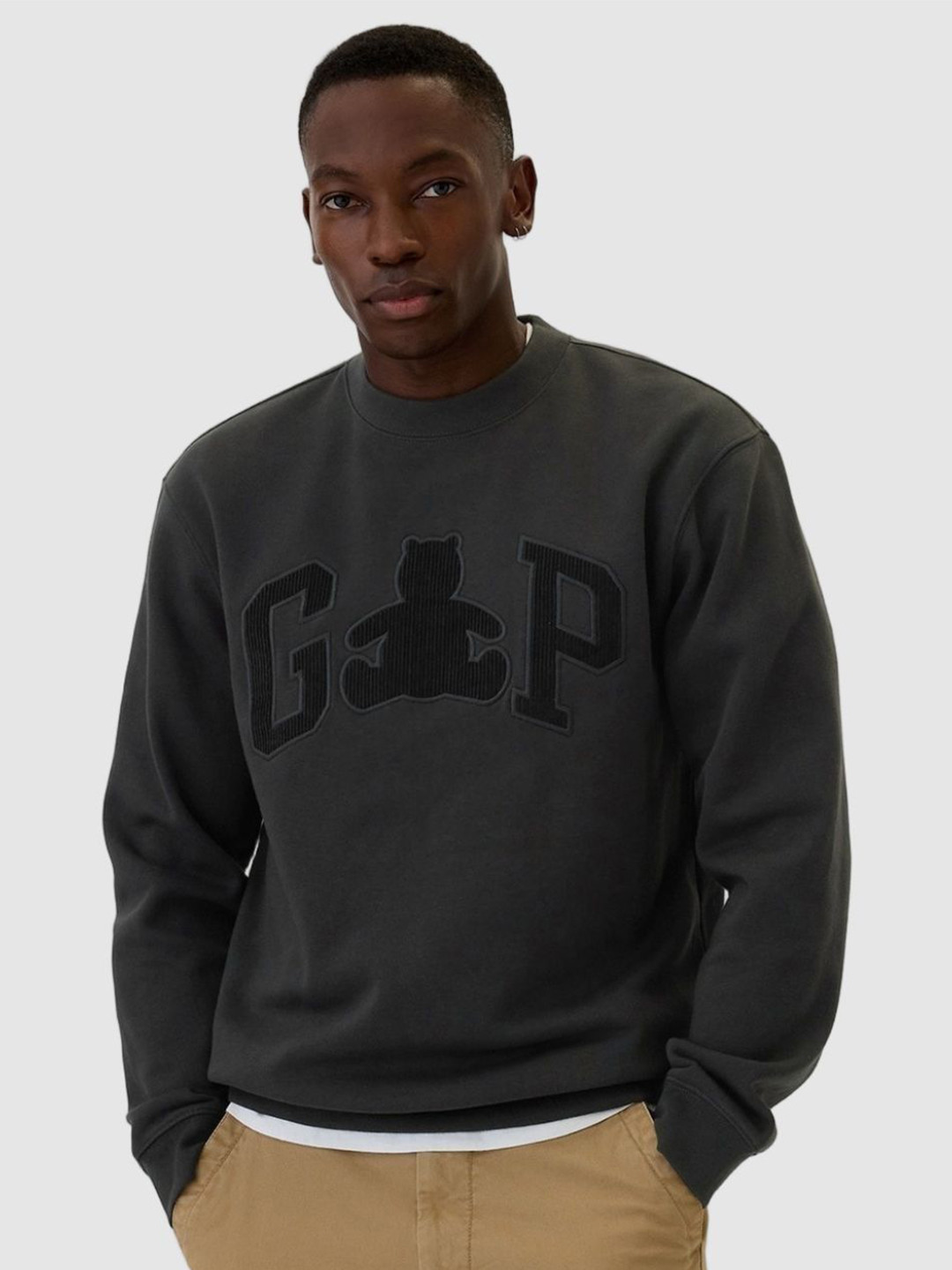 GAP Men Brand Logo Printed Drop Shoulder Round Neck Sweatshirt
