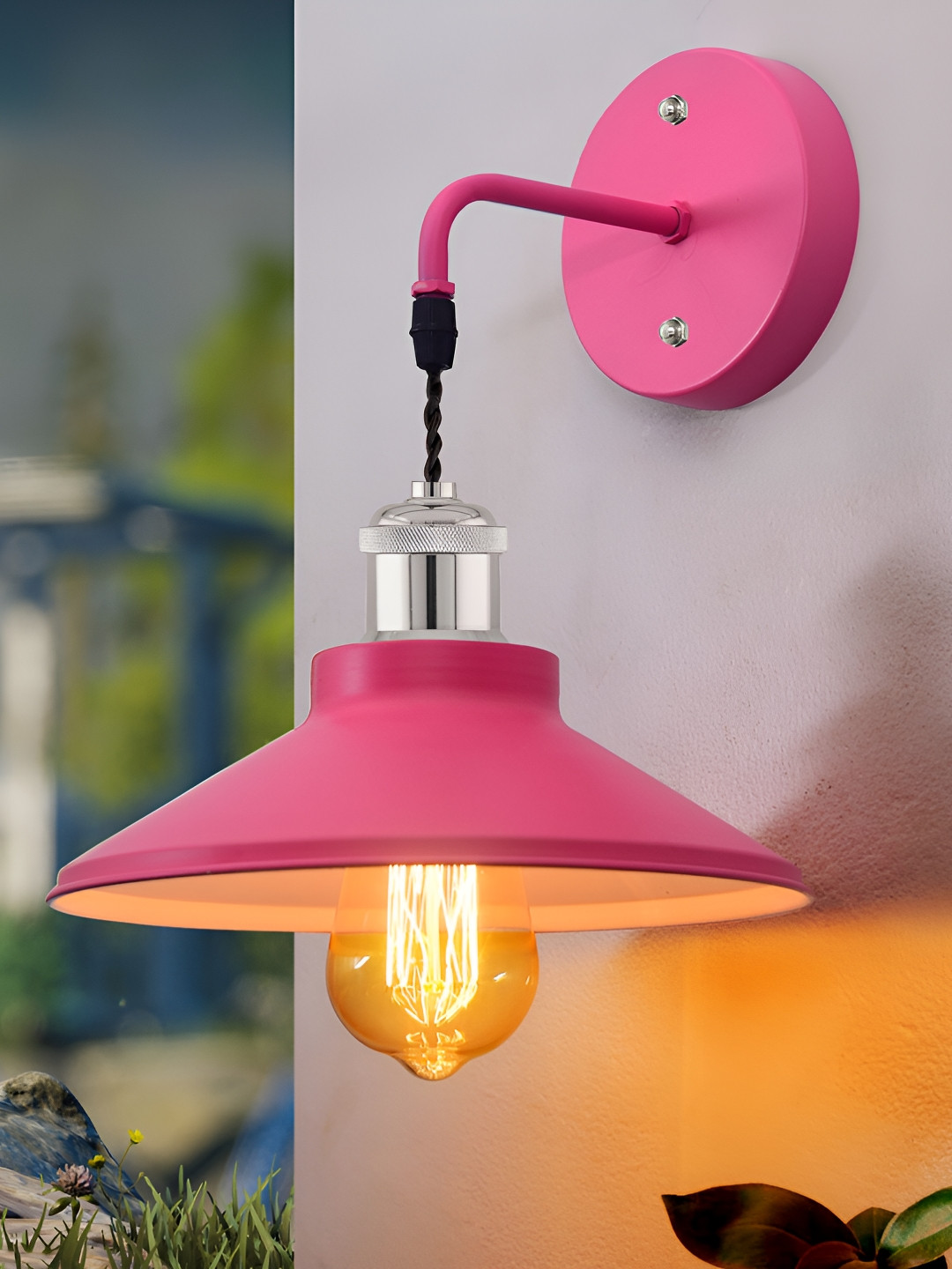 Homesake Pink And Gold-Toned Abstract Shaped Wall Lamp With Bulb